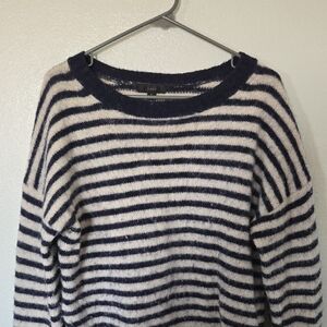 J. Crew | Wool Navy Stripe Elbow Patch Sweater Size Medium